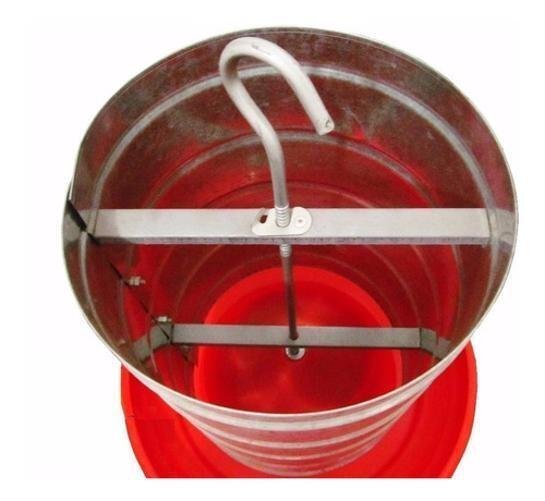 Comedouro Galvanizado 3kg Prato Plástico Vermelho para Aves - 2