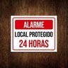 Placa Atenção Alarme Local Protegido 24 Horas 36x46 - 1