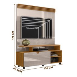 Home Para Sala De Estar 60 Polegadas Off White Perolizado E Marrom Berlim Lukaliam - 4
