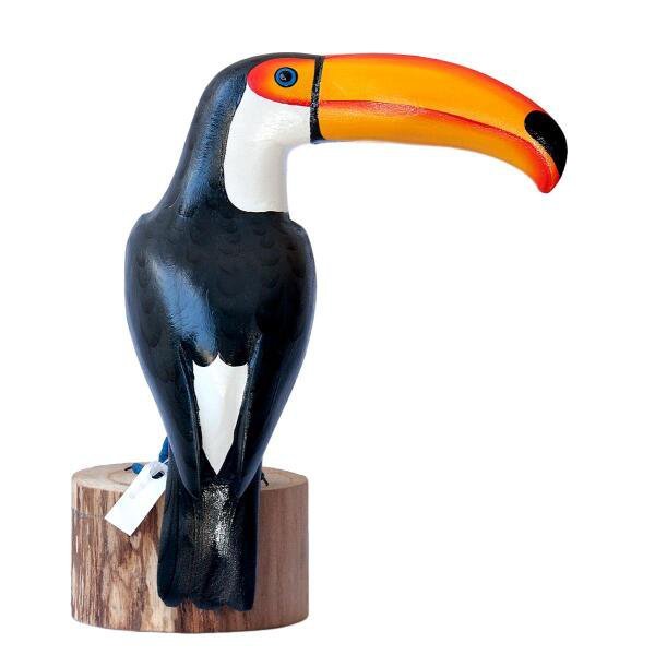 Pássaro em Madeira: Tucano Brasileiro, Tam 26 cm (316)
