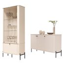 Ver imagem 1 de Conjunto Cristaleira e Aparador Buffet Tucupí com 3 Portas Off White/preto