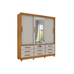 Guarda Roupa Chicago 3 Portas de Correr 9 Gav C/ Espelho e Pés Tcil Tcil Móveis Chicago 3 Portas Com - 2