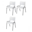Ver imagem 1 de Cadeira Iso Base Cinza, Igreja, Escola, Escritório - Branco Kit 3 Peças