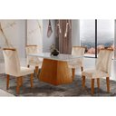 Ver imagem 1 de Conjunto: Mesa Sala Jantar Luna Tampo Madeirado C/ Vidro Canto Curvo 120x80 e 4 Cadeiras Amsterdã