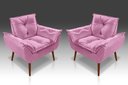 Ver imagem 1 de Kit 2 Poltronas Opala Decorativa Suede Rosê - Casa da Poltrona