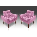 Ver imagem 1 de Kit 2 Poltronas Opala Decorativa Suede Rosê - Casa da Poltrona