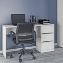 Ver imagem 2 de Mesa de Escritorio Phoenix com 3 Gavetas Branco Fosco