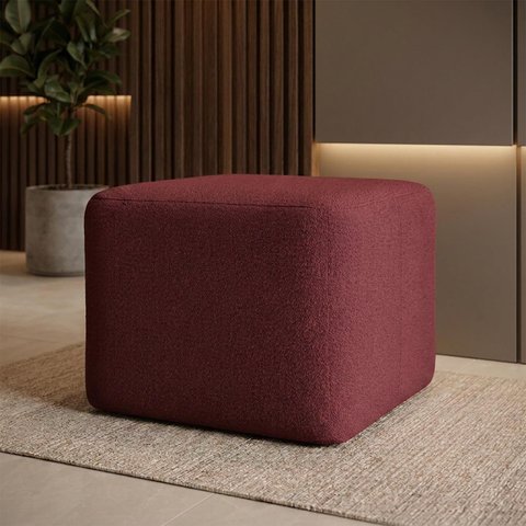 Puff Retangular Decorativo para Sala Orgânico Confortável e Reforçado Bouclé