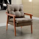 Ver imagem 1 de Poltrona Decorativa Pérola Vivaro Decor Linho Marrom