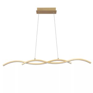 Pendente Twine Led 15w 3000k Bivolt (a) 7cm X (l) 88cm X (p) 8,5cm Alumínio e Silicone Dourado