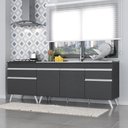 Ver imagem 3 de Kit com 2 Balcões de Cozinha 150cm e 70cm Veneza Multimóveis V2073 Preto/branco