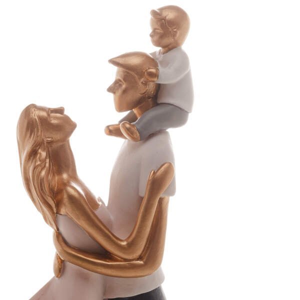 Escultura Família Decorativa em Resina Ouro Mãe, Pai e Filho - 3