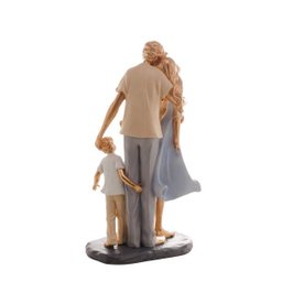 Escultura Família Decorativa em Resina Ouro Mãe, Pai e Casal de Filhos - 4