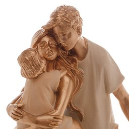 Escultura Família Decorativa em Resina Ouro Mãe, Pai e Casal de Filhos - 3