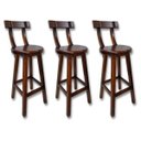 Ver imagem 1 de Conjunto 3 Bancos Alto Bistrô De Madeira Com Encosto Bancada Ideal Para Bar E Restaurante - Imbuia