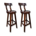 Ver imagem 1 de Conjunto 2 Bancos Alto Bistrô De Madeira Com Encosto Bancada Ideal Para Bar E Restaurante - Imbuia