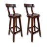 Conjunto 2 Bancos Alto Bistrô De Madeira Com Encosto Bancada Ideal Para Bar E Restaurante - Imbuia - 1