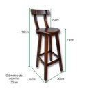 Ver imagem 2 de Conjunto 2 Bancos Alto Bistrô De Madeira Com Encosto Bancada Ideal Para Bar E Restaurante - Imbuia