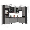 Ver imagem 4 de Cozinha Modulada Completa de Canto 8 Peças 469cm 16 Portas 2 Gavetas com Tampo Mônaco Chumbo/Titânio