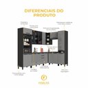 Ver imagem 5 de Cozinha Modulada Completa de Canto 8 Peças 469cm 16 Portas 2 Gavetas com Tampo Mônaco Chumbo/Titânio