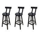 Ver imagem 1 de Conjunto 3 Bancos Alto Bistrô De Madeira Com Encosto Bancada Ideal Para Bar E Restaurante - Preto
