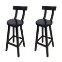 Ver imagem 1 de Conjunto 2 Bancos Alto Bistrô de Madeira com Encosto Bancada Ideal para Bar e Restaurante - Preto