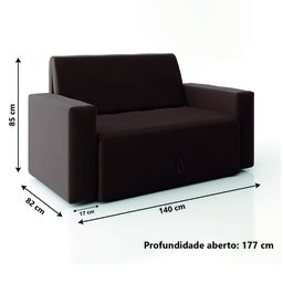 Sofá-cama Dobrável 2 Lugares Pratik 5000 Mamflex - Marrom - Suede - 4