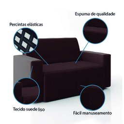 Sofá-cama Dobrável 2 Lugares Pratik 5000 Mamflex - Marrom - Suede - 5