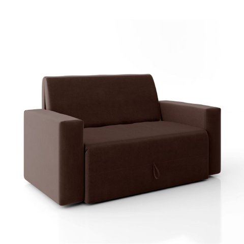Sofá-Cama Dobrável 2 Lugares Pratik 5000 Mamflex - Marrom - Suede