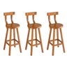 Conjunto 3 Bancos Alto Bistrô De Madeira Com Encosto Bancada Ideal Para Bar E Restaurante - 1
