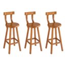 Ver imagem 1 de Kit Conjunto 3 Bancos Altos Girafa Com Encosto Em Madeira De Lei Maciça