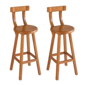 Conjunto 2 Bancos Alto Bistrô De Madeira Com Encosto Bancada Ideal Para Bar E Restaurante