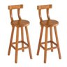 Conjunto 2 Bancos Alto Bistrô De Madeira Com Encosto Bancada Ideal Para Bar E Restaurante - 1