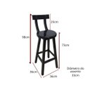 Ver imagem 2 de Banqueta Alta de Madeira com Encosto Girafa Preto