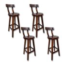 Ver imagem 1 de Kit 4 Banqueta Alta de Madeira com Encosto Girafa Imbuia