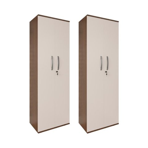 Kit 2 Armário Organizador Multiuso Kiev Lavanderia 2 Portas Mel/perola