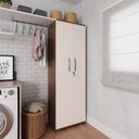 Ver imagem 2 de Kit 2 Armário Organizador Multiuso Kiev Lavanderia 2 Portas Mel/perola
