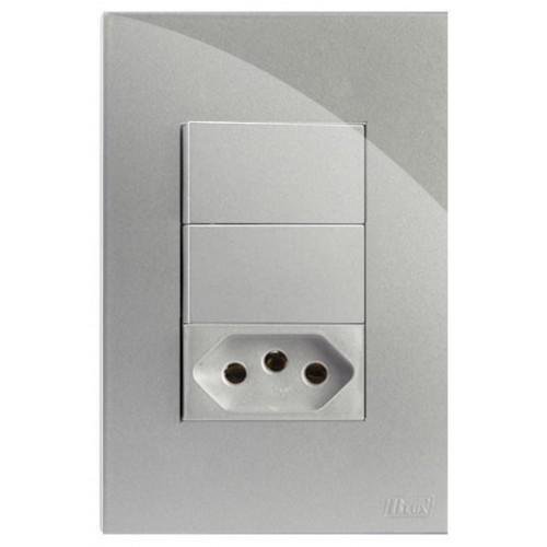 Kit Interruptor Duplo Paralelo + Tomada 20a 4x2 Brg11332-8pr - 1