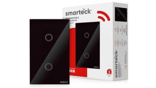 Interruptor Smarteck 4X2 2 Módulos Touch Preto - 2