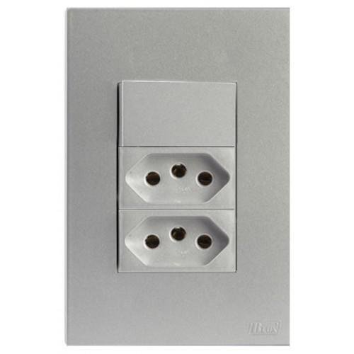 Kit Interruptor Paralelo + Tomada Dupla 20A 4X2 Brs12312-9Pr - 1
