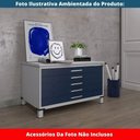 Ver imagem 2 de Mapoteca 5 Gavetas Pandin 120 Cm (larg) Inmetro Tampo Mdp Cinza Estrutura Aço Cinza Gavetas Azul