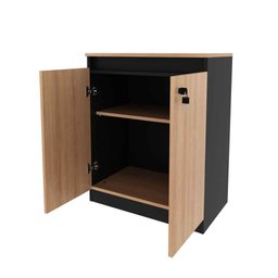 Balcão para Escritório Baixo 2 Portas com Chave 60cm Me4149 Tecno Mobili - Amêndoa/preto - 4
