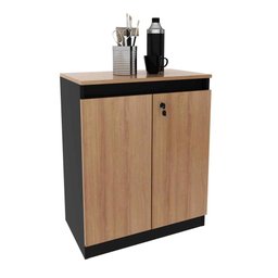 Balcão para Escritório Baixo 2 Portas com Chave 60cm Me4149 Tecno Mobili - Amêndoa/preto - 3