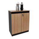 Ver imagem 3 de Balcão para Escritório Baixo 2 Portas com Chave 60cm Me4149 Tecno Mobili - Amêndoa/preto