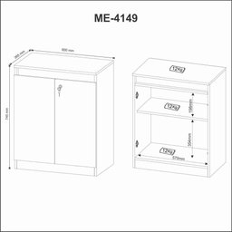 Balcão para Escritório Baixo 2 Portas com Chave 60cm Me4149 Tecno Mobili - Amêndoa/preto - 5