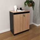 Ver imagem 1 de Balcão para Escritório Baixo 2 Portas com Chave 60cm Me4149 Tecno Mobili - Amêndoa/preto