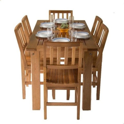 Conjunto Mesa Jantar Ripada 2,00m 6 Cadeiras Confort Madeira Maciça