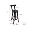 Conjunto 4 Bancos Alto Bistrô De Madeira Com Encosto Bancada Ideal Para Bar E Restaurante - Preto - 2