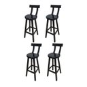 Ver imagem 1 de Conjunto 4 Bancos Alto Bistrô De Madeira Com Encosto Bancada Ideal Para Bar E Restaurante - Preto