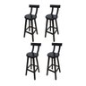 Conjunto 4 Bancos Alto Bistrô De Madeira Com Encosto Bancada Ideal Para Bar E Restaurante - Preto - 1